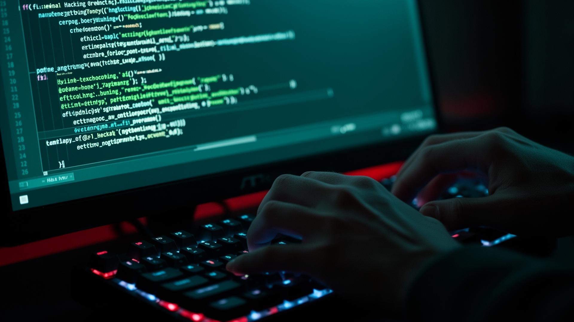 Auditeur réalisant un test d'intrusion sur un poste équipé d'outils techniques.