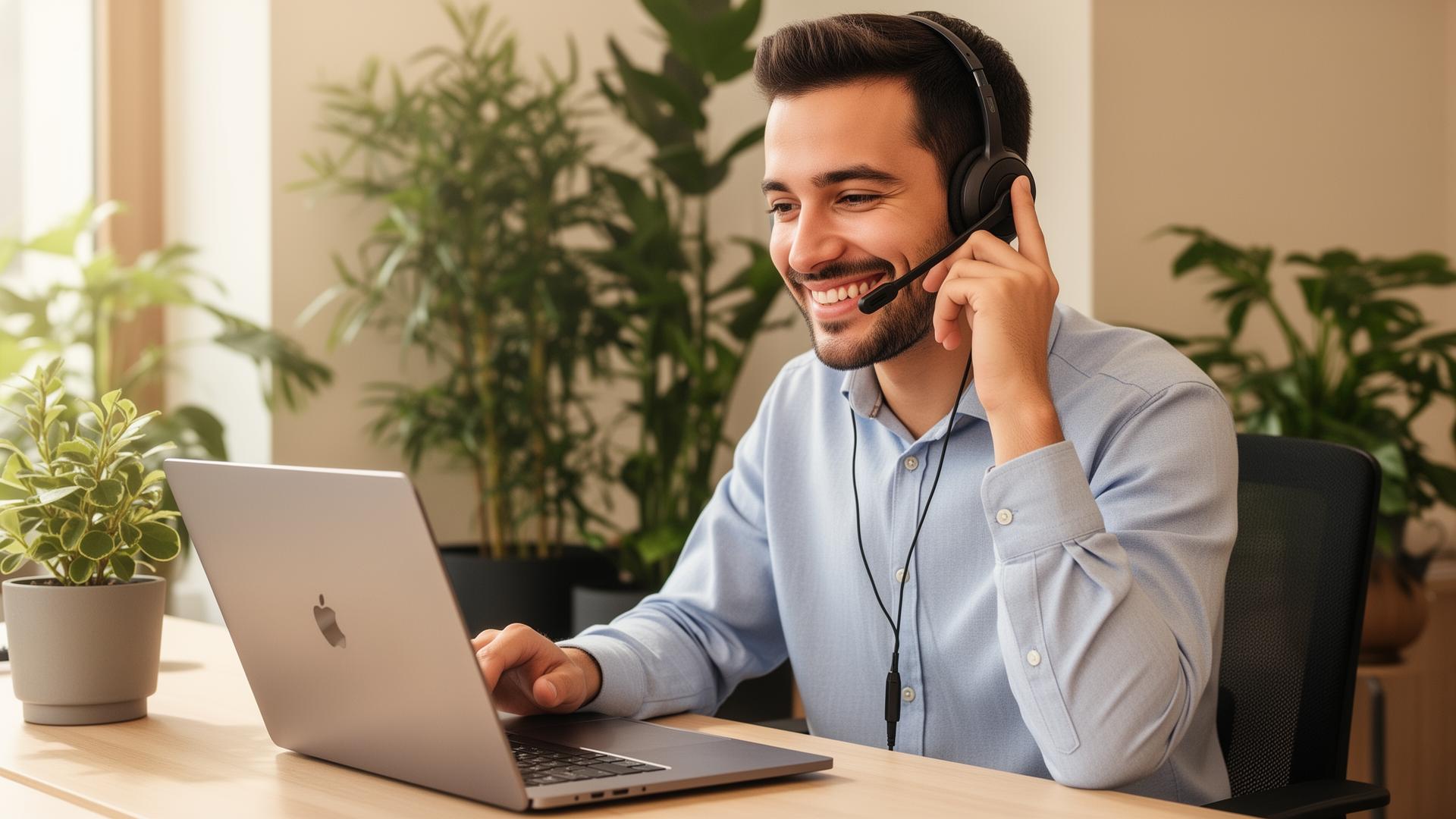 Technicien Absolute Micro accompagnant par téléphone une PME sur sa cybersécurité.
