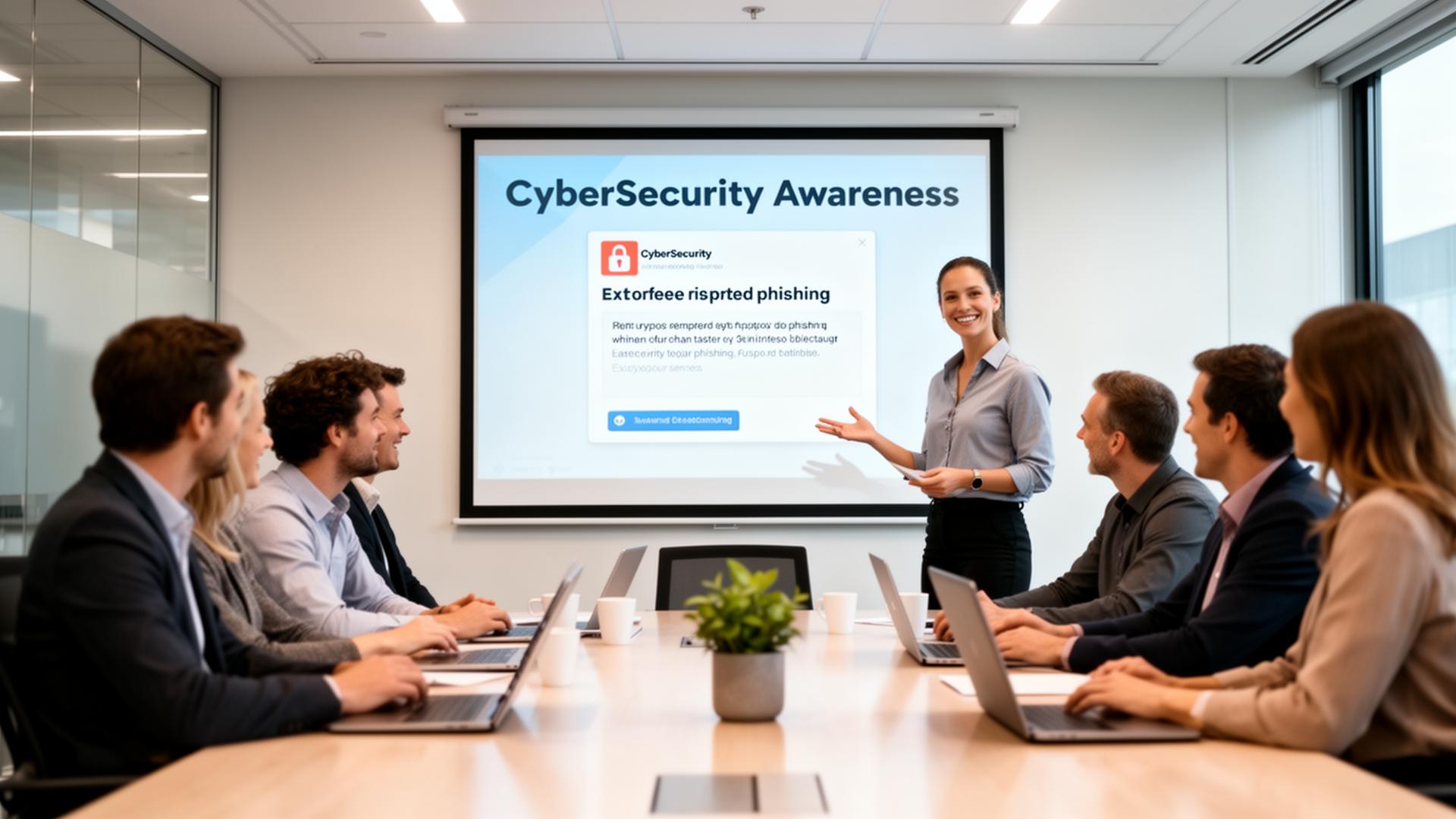 Session de sensibilisation au phishing animée pour les utilisateurs d'une PME.